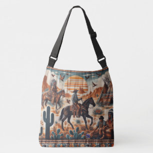  cowboys en indianen stof crossbody tas
