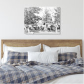 Cowboys eten diner op de grond onder bomen canvas afdruk (Insitu (Slaapkamer))