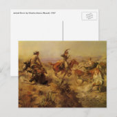  cowboys, geJerkeerd door CM Russell Briefkaart (Voorkant / Achterkant)