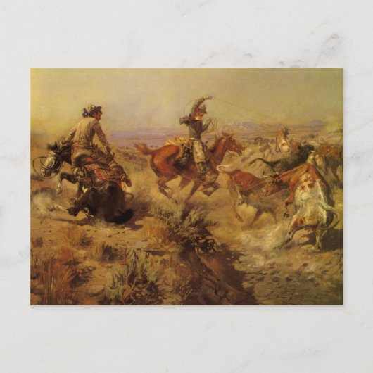  cowboys, geJerkeerd door CM Russell Briefkaart (Voorkant)