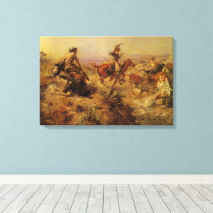 cowboys, geJerkeerd door CM Russell Canvas Afdruk