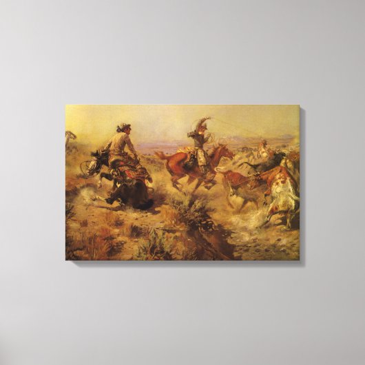  cowboys, geJerkeerd door CM Russell Canvas Afdruk (Voorkant)