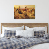  cowboys, geJerkeerd door CM Russell Canvas Afdruk (Insitu (Slaapkamer))