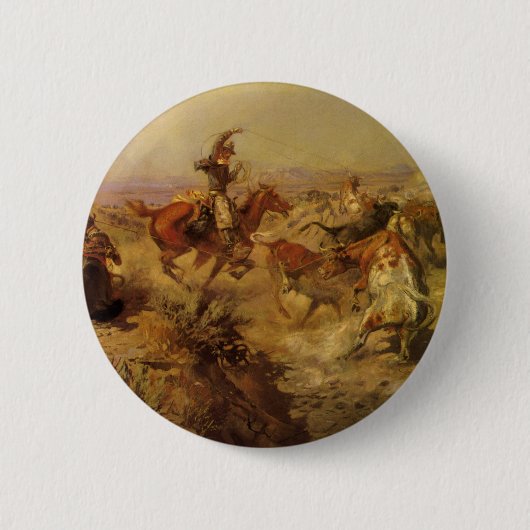cowboys, geJerkeerd door CM Russell Ronde Button 5,7 Cm (Voorkant)