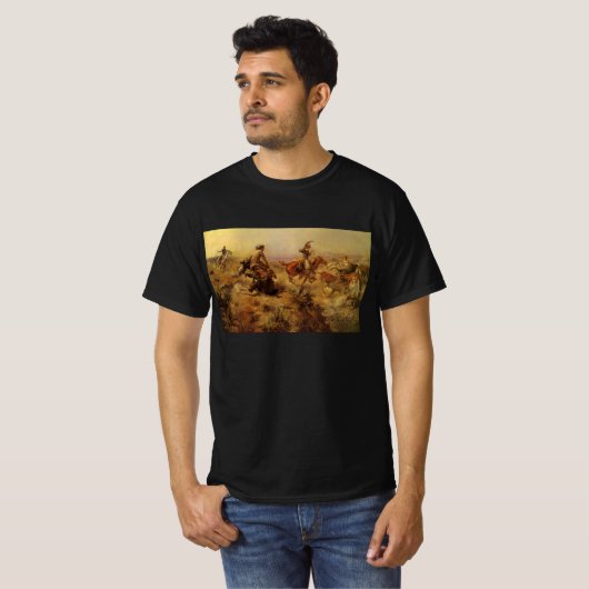  cowboys, geJerkeerd door CM Russell T-shirt (Voorkant volledig)