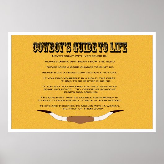 Cowboy's Guide to Life Poster (Voorkant)