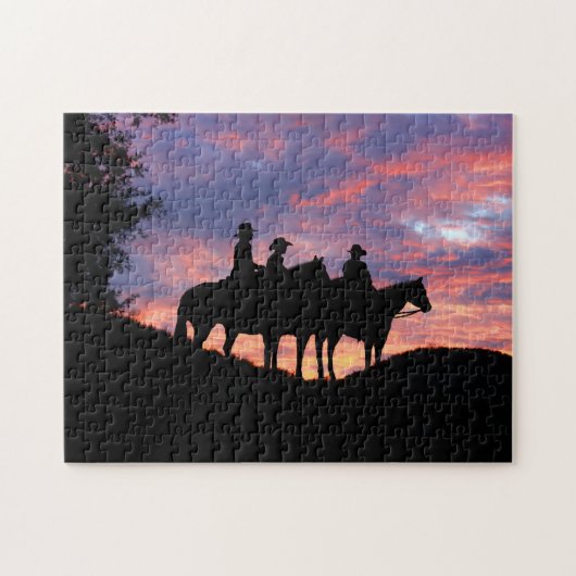 Cowboys Horses and Sunset Legpuzzel (Horizontaal)