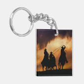Cowboys Horses Roping Rodeo Sleutelhanger (Voorkant Links)