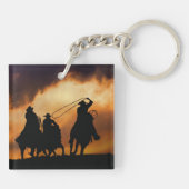 Cowboys Horses Roping Rodeo Sleutelhanger (Achterkant)