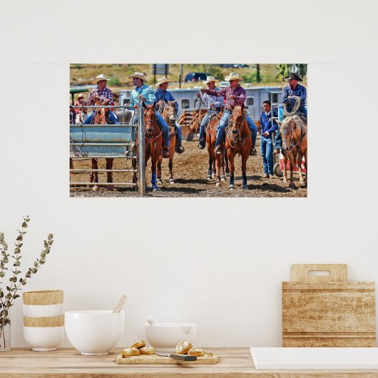 Cowboys in een Poster van een rodeo (Keuken)
