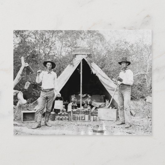 Cowboys in het kamp, 1890 briefkaart (Voorkant)
