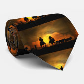 Cowboys in sunset round stropdas (Opgerold)