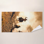 Cowboys jaagden op wilde paarden, ropen en rijden, badhanddoek (Badhanddoek)