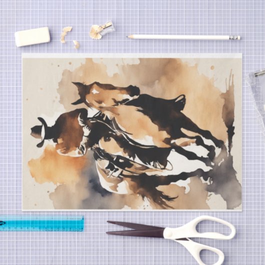 Cowboy's Journey in Waterverf Decoupage Paper Tissuepapier (Craft)