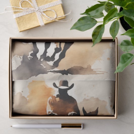 Cowboy's Journey in Waterverf Decoupage Paper Tissuepapier (Geschenk)