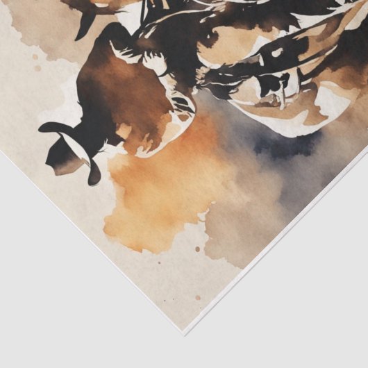 Cowboy's Journey in Waterverf Decoupage Paper Tissuepapier (Detail)