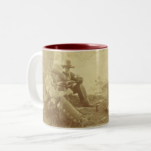 Cowboys Kaffee Tweekleurige Koffiemok (Voorkant links)