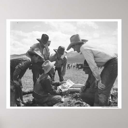 Cowboys kijken naar een tijdschrift poster (Voorkant)