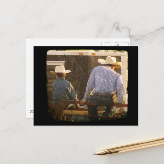 Cowboys on a Rodeo Fence TTV Briefkaart (Voorkant / Achterkant in situ)