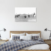 Cowboys op foto van buffelfoto's voor paarden canvas afdruk (Insitu (Slaapkamer))