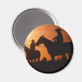 cowboys op paarden magneet (Voorkant / Achterkant)