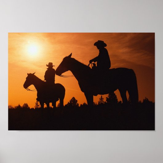cowboys op paarden poster (Voorkant)