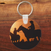 cowboys op paarden sleutelhanger (Voorkant)
