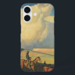 cowboys, open bereik door Maynard Dixon iPhone 16 Hoesje<br><div class="desc">Open Range (1942) van Maynard Dixon is een Amerikaans schilderij van het Westen met mooie kunst. Een cowboyrancher die zijn paard op de vlakten van het zuidwesten rijdt. Hij herft zijn koeien, stieren en vee op de prairie. De grote witte wolken vullen de hemel over de open gebieden van het...</div>