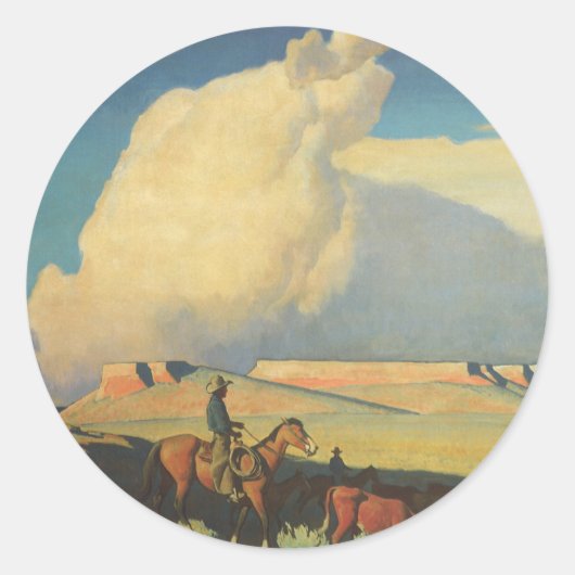  cowboys, open bereik door Maynard Dixon Ronde Sticker (Voorkant)