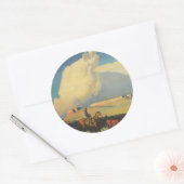  cowboys, open bereik door Maynard Dixon Ronde Sticker (Envelop)
