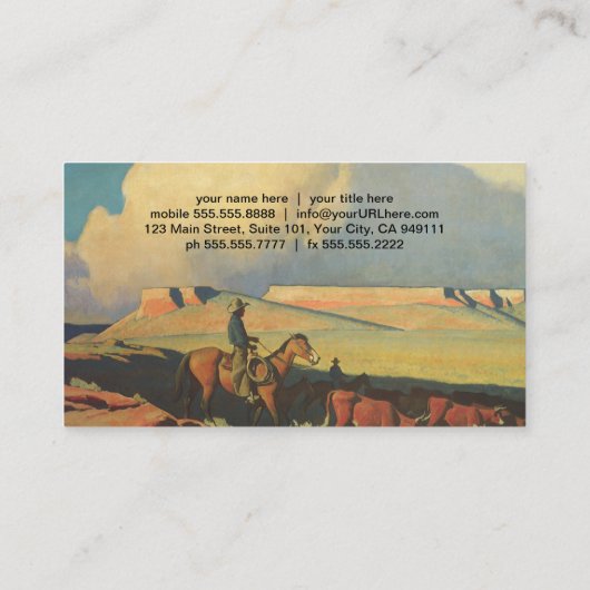  cowboys, open bereik door Maynard Dixon Visitekaartje (Achterkant)