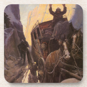 cowboys, opgesloten in Canyon door NC Wyeth Bier Onderzetter