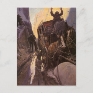  cowboys, opgesloten in Canyon door NC Wyeth Briefkaart