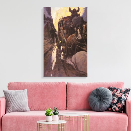  cowboys, opgesloten in Canyon door NC Wyeth Canvas Afdruk (Insitu (Woonkamer))