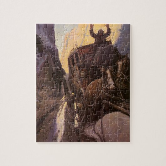  cowboys, opgesloten in Canyon door NC Wyeth Legpuzzel (Verticaal)