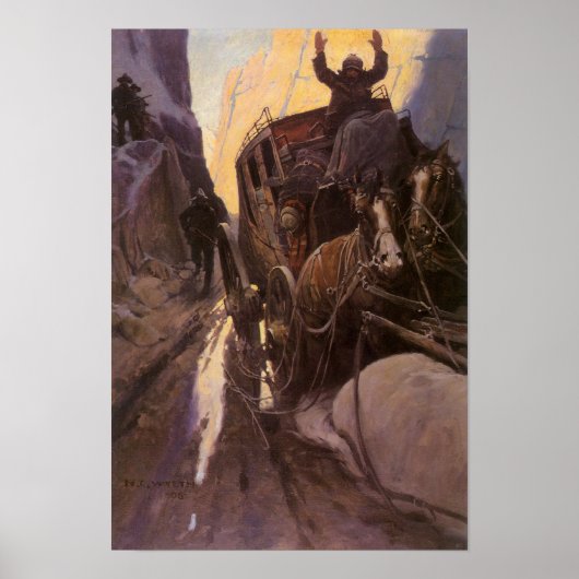  cowboys, opgesloten in Canyon door NC Wyeth Poster (Voorkant)
