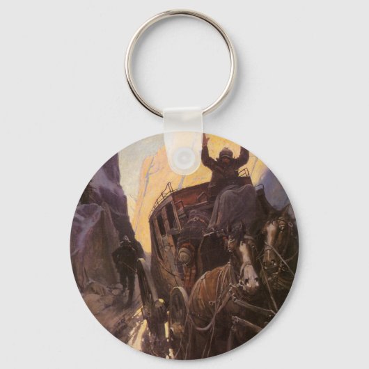  cowboys, opgesloten in Canyon door NC Wyeth Sleutelhanger (Voorkant)