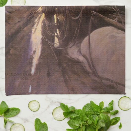  cowboys, opgesloten in Canyon door NC Wyeth Theedoek (Gevouwen)