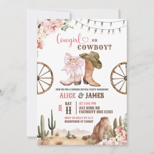 Cowboys Or Cowgirls Gender Reveal Kaart (Voorkant)