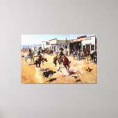  cowboys Pistolen and Horse Bank Robbery Canvas Afdruk (Voorkant)