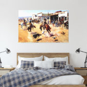  cowboys Pistolen and Horse Bank Robbery Canvas Afdruk (Insitu (Slaapkamer))