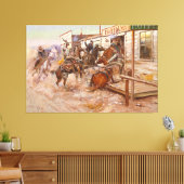 cowboys Pistolen and Horse Hotel Robbery Canvas Afdruk (Insitu (Woonkamer))