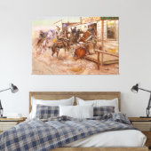 cowboys Pistolen and Horse Hotel Robbery Canvas Afdruk (Insitu (Slaapkamer))