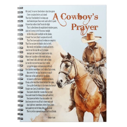 Cowboy's Prayer Western Christelijk Religious Hors Notitieboek (Voorkant)
