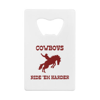 Cowboys rijden 'em harder creditkaart flessenopener