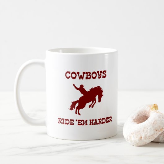 Cowboys rijden 'Em Harder Koffiemok (Met donut)