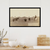 Cowboys Roping A Buffalo SD 1887 Poster (Keuken)