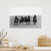 Cowboys Roping a Gray Wolf: 1887 Poster (Keuken)