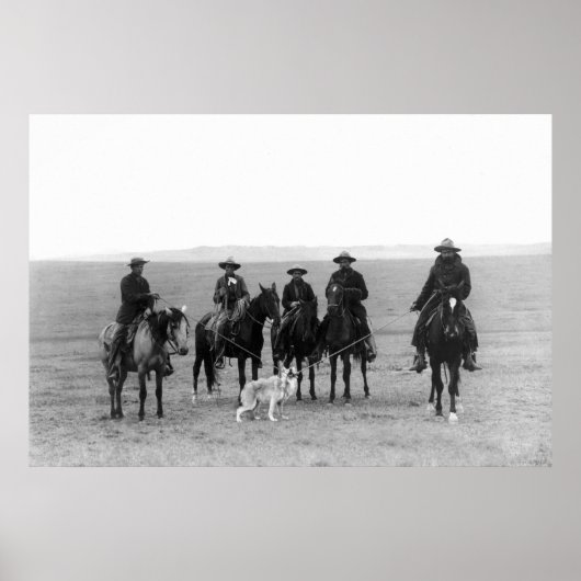 Cowboys Roping a Gray Wolf: 1887 Poster (Voorkant)