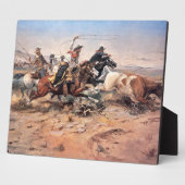 Cowboys roping a steer, 1897 (olie op doek) fotoplaat (Zijkant)